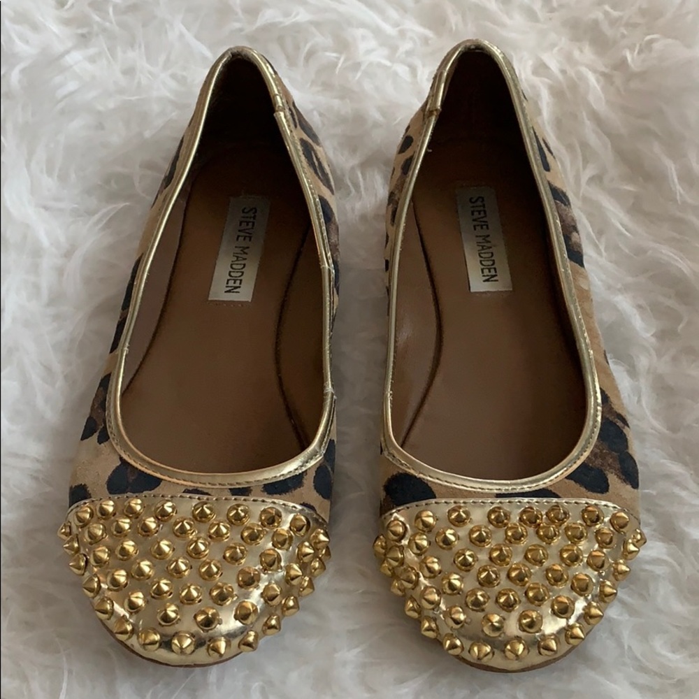 Steve Madden Leopard Flats with Gold Studs